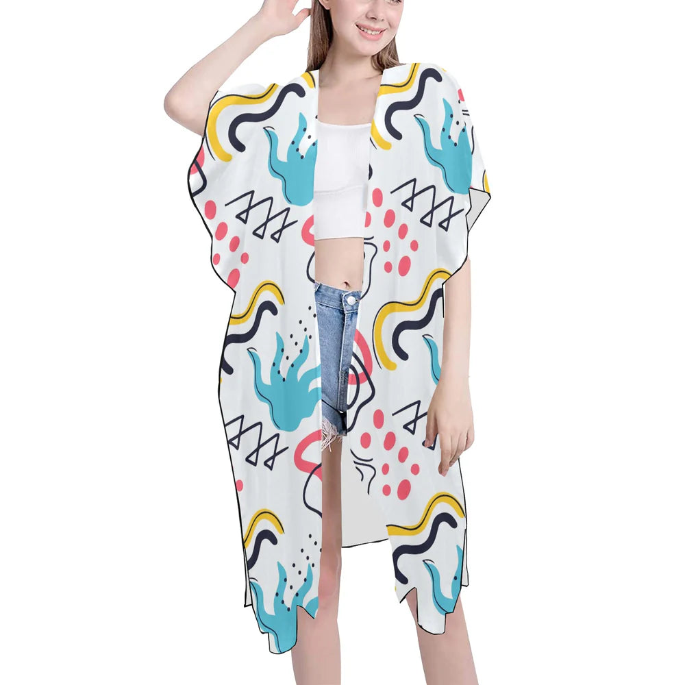 Women's Mid-Length Side Slits Chiffon Cover Up (H50)