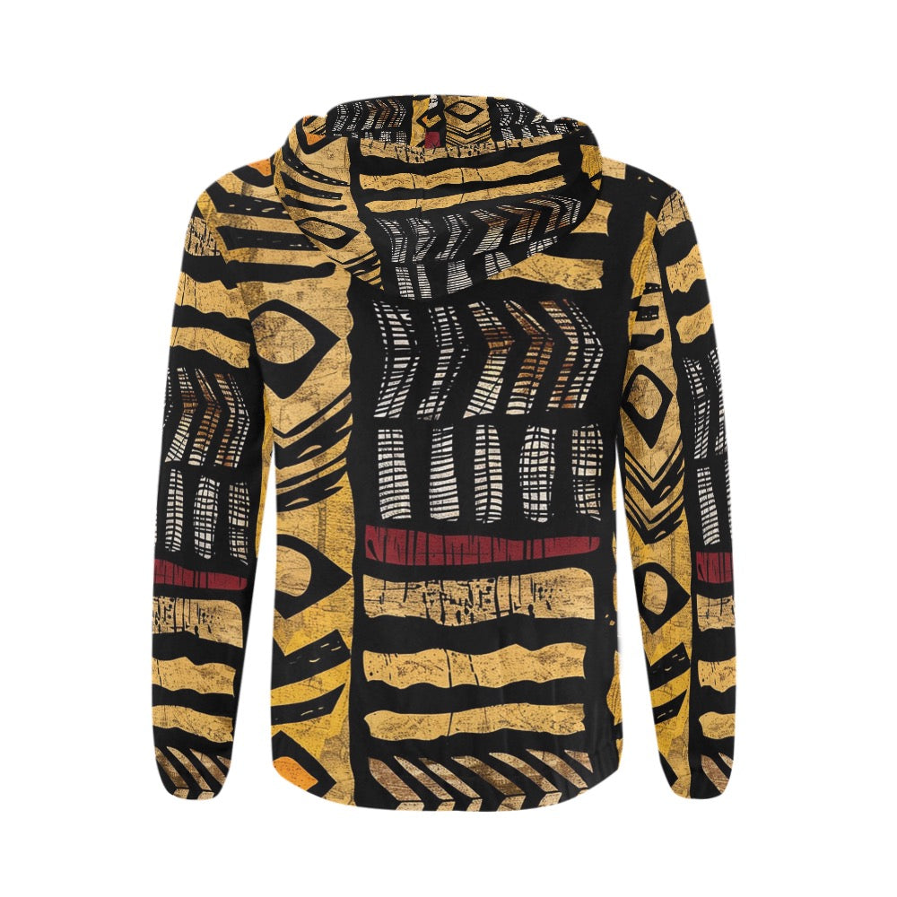 Explore the Men's Print Full Zip Hoodie, a polyester-spandex blend with cool pockets and drawstring hood. Ideal for all occasions in multiple sizes.