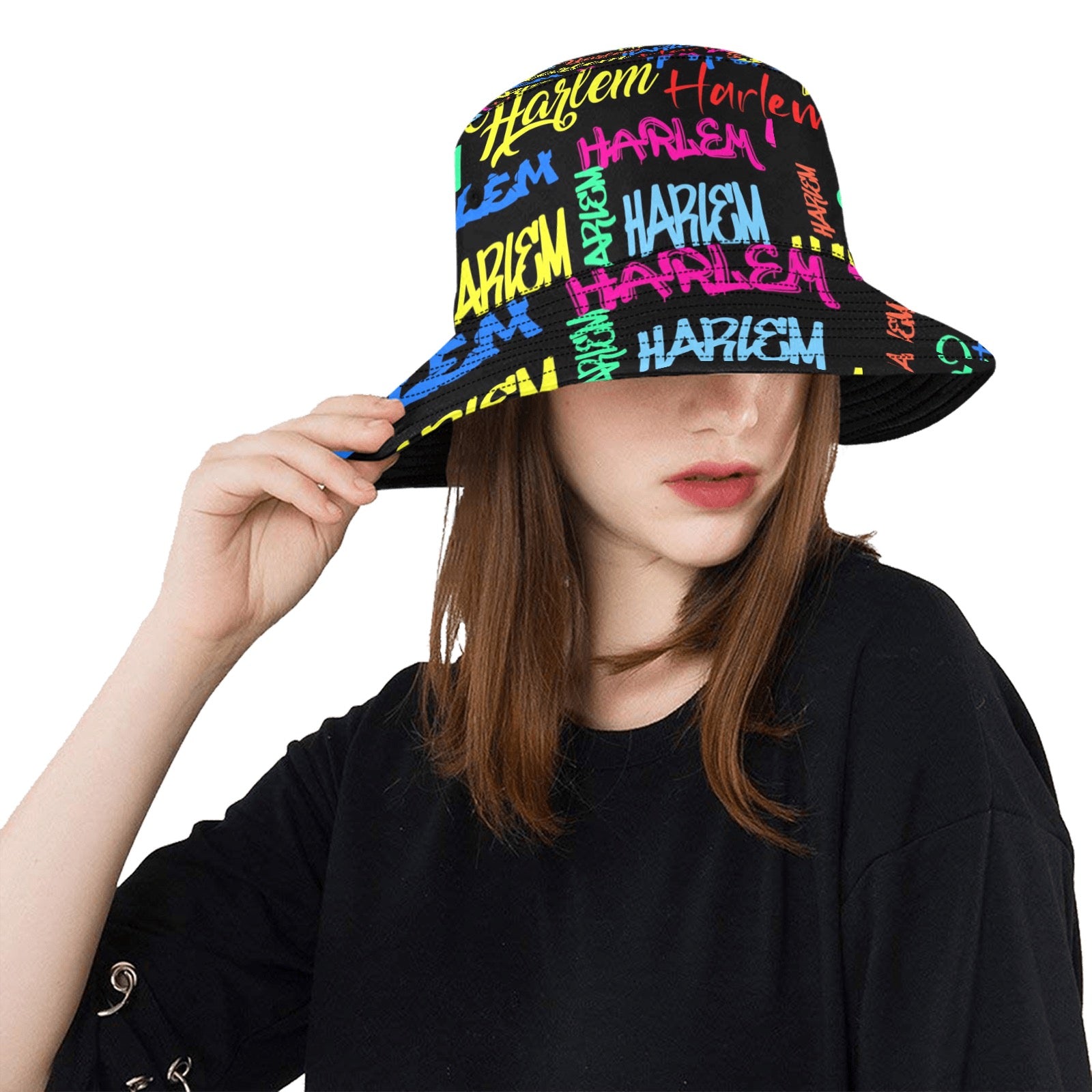 AfroCentrc Pattern  Black culture Black History Harlem RenaissanceUnisex Summer Bucket Hat ( Harlem Print Magic)