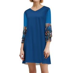 Lotus leaf sleeve dress