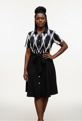 Women's Short Sleeve Collared Shirt Dress