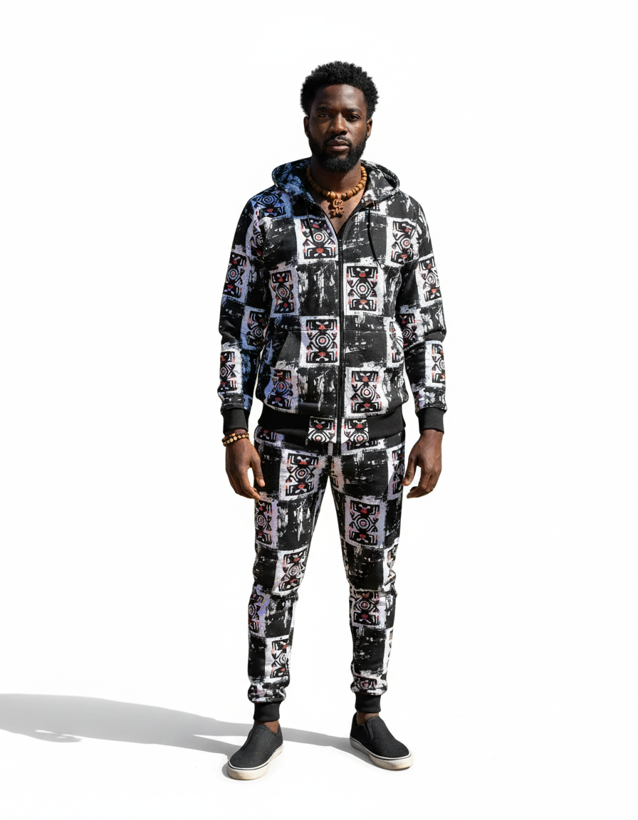 Men's All Over Print Full Zip Hoodie Set