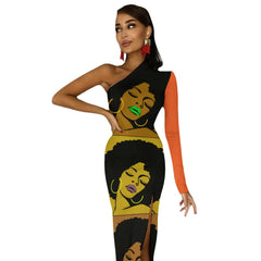 Half Sleeve Slit Dress