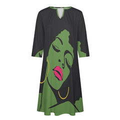 7-point sleeve dress