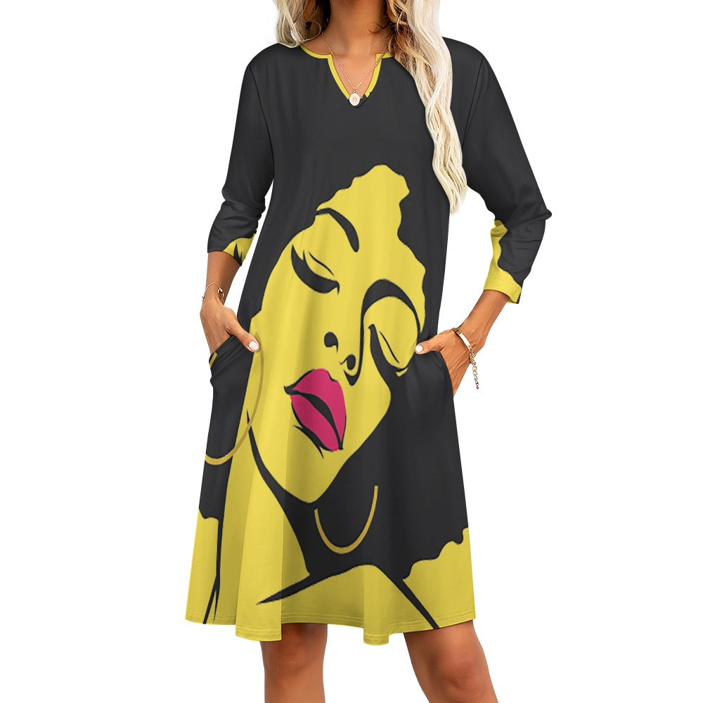 7-point sleeve dress