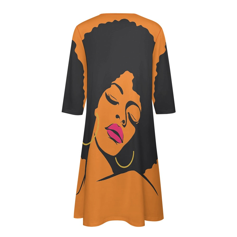 7-point sleeve dress