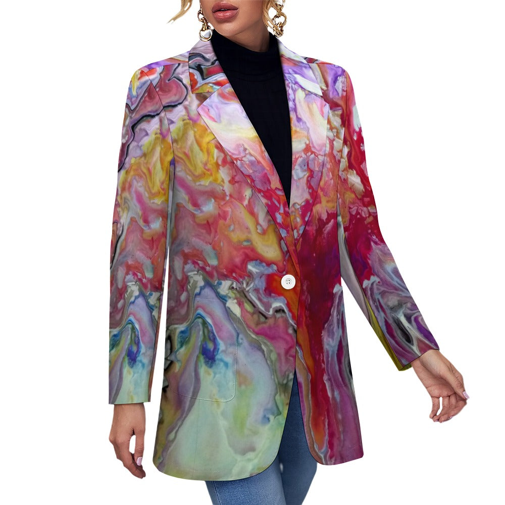 Women's Afro-Centric Geometric Print Blazer Jacket