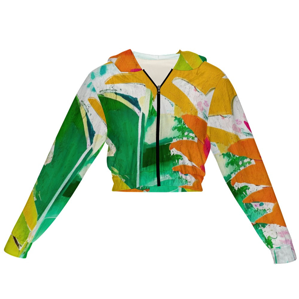 Women's Chiffon Cropped Jacket Zipper Coat