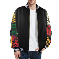 Discover the Men's Striped Bomber Jacket with polyester-spandex blend, zipper front, and elastic fit for everyday wear in versatile seasons.
