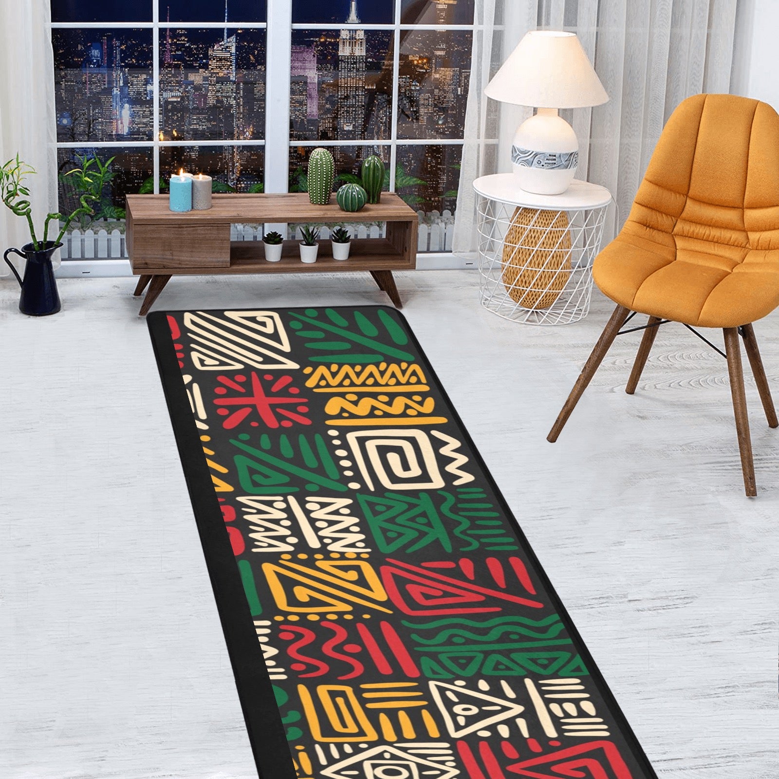 Area Rug with Black Binding  10'x3'3''