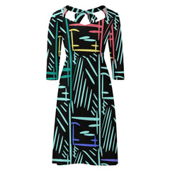Robe évasée à nœud et décolleté en cœur pour femme