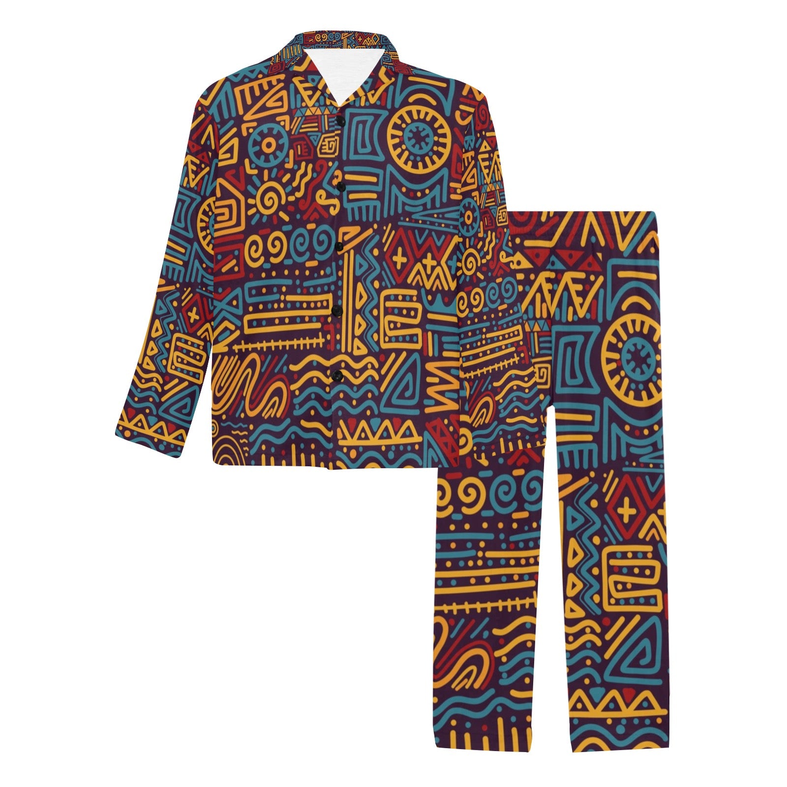 Men's V-Neck Long Pajama Set