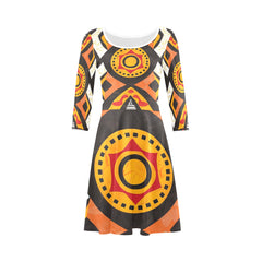 Women's 3/4 Sleeve Round Neck Sundress(Model D23)