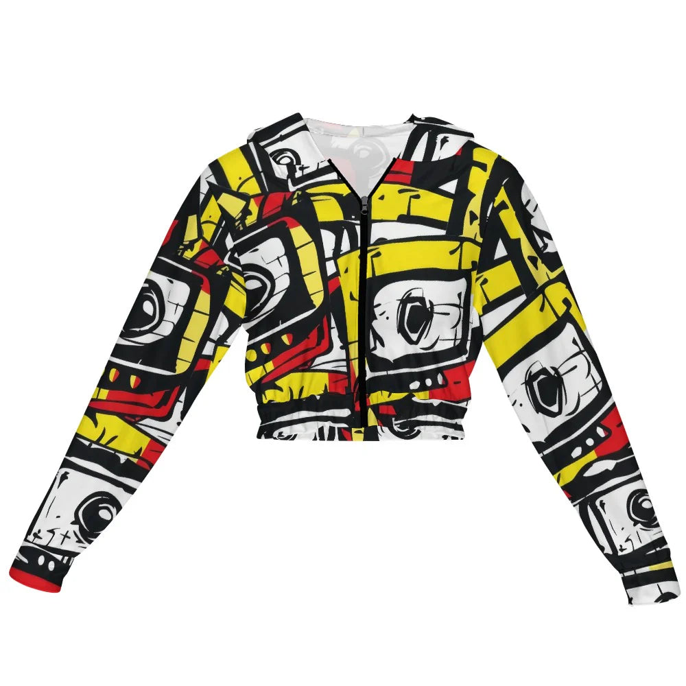 Women's Chiffon Cropped Jacket Zipper Coat