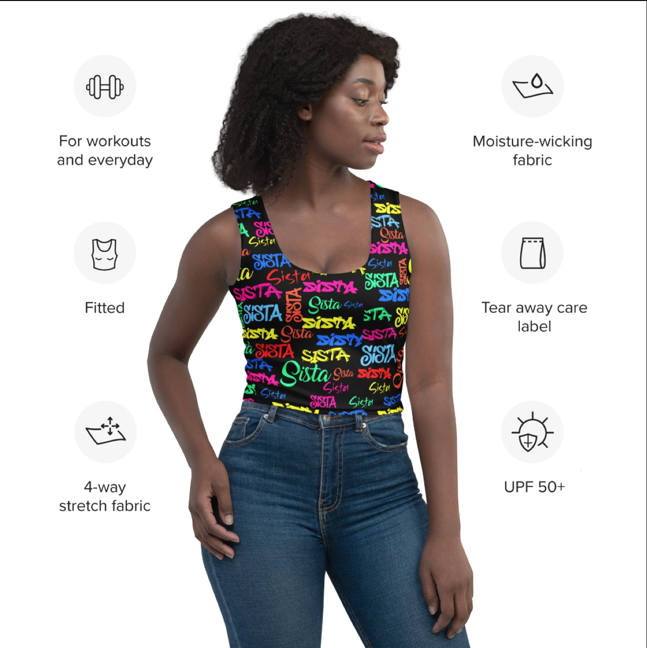 AfroCentrccc Pattern  Black culture Black History Harlem Renaissance Crop Top ( Harlem Print Magic)