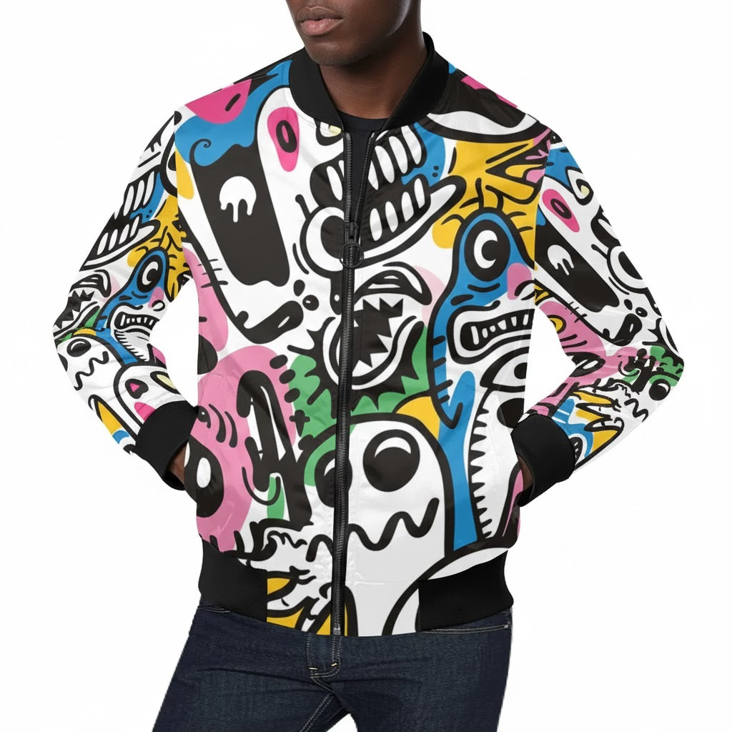 Men's All Over Print Bomber Jacket (Model H19)