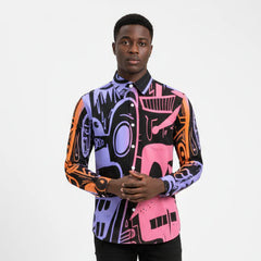 Peach Velvet Casual One Pocket Long Sleeve Shirt HPM