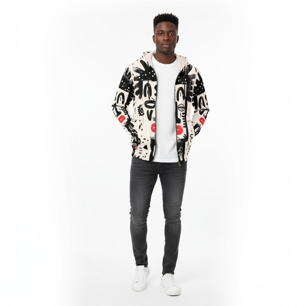 Men’s African Print Full Zip Hoodie – All-Over Tribal Pattern Fashion Jacket (3)