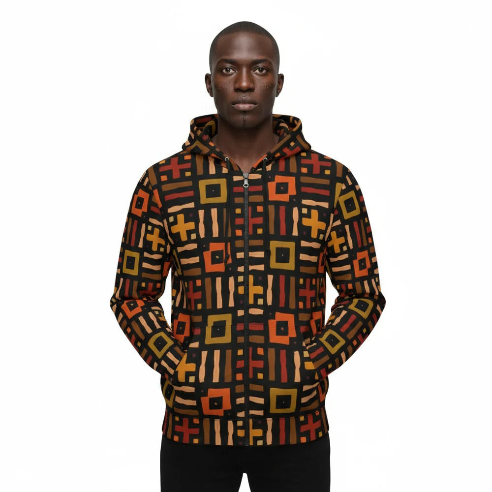 Men’s All Over Print Full-Zip Hoodie (Model H14)