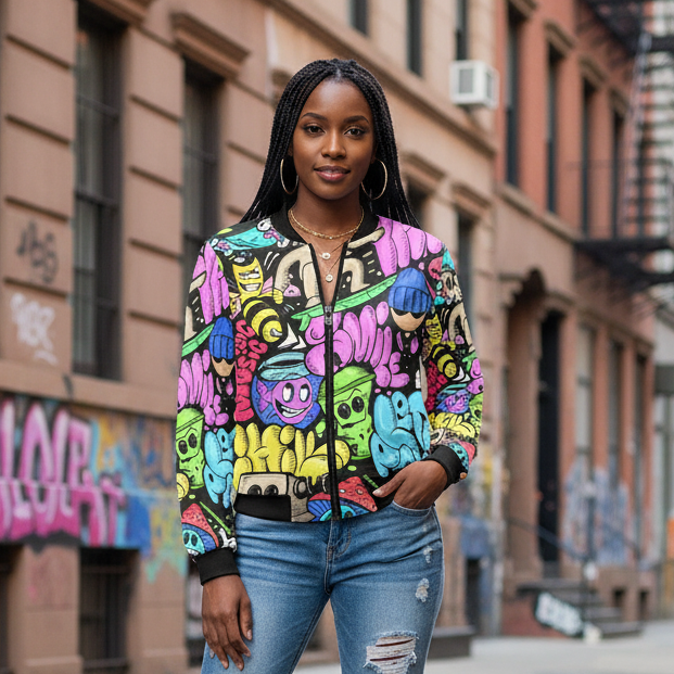 Women's All Over Print  Bomber Jacket (Model H36)