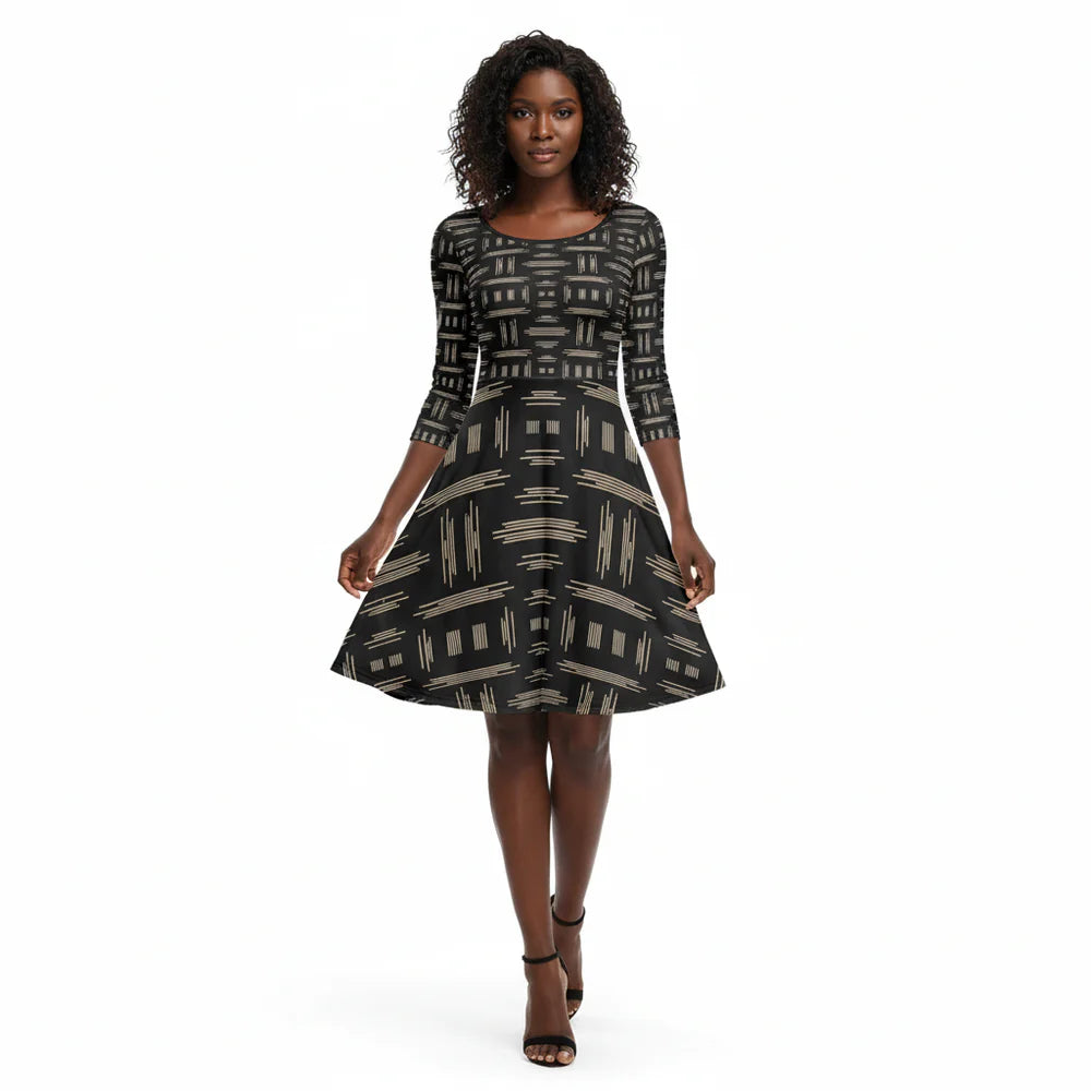 Women's Long Sleeve A-Line Skater Dress