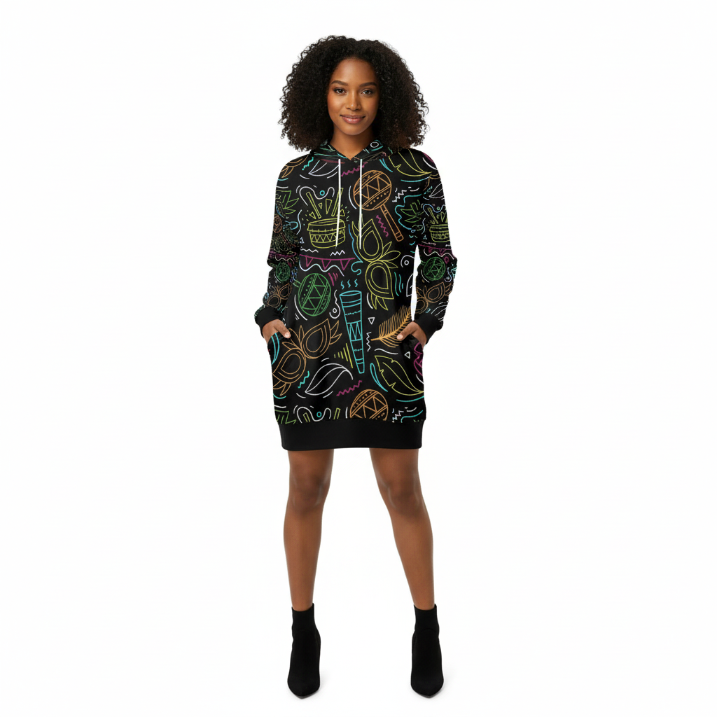 Women's All Over Print Hoodie Mini Dress (H27)