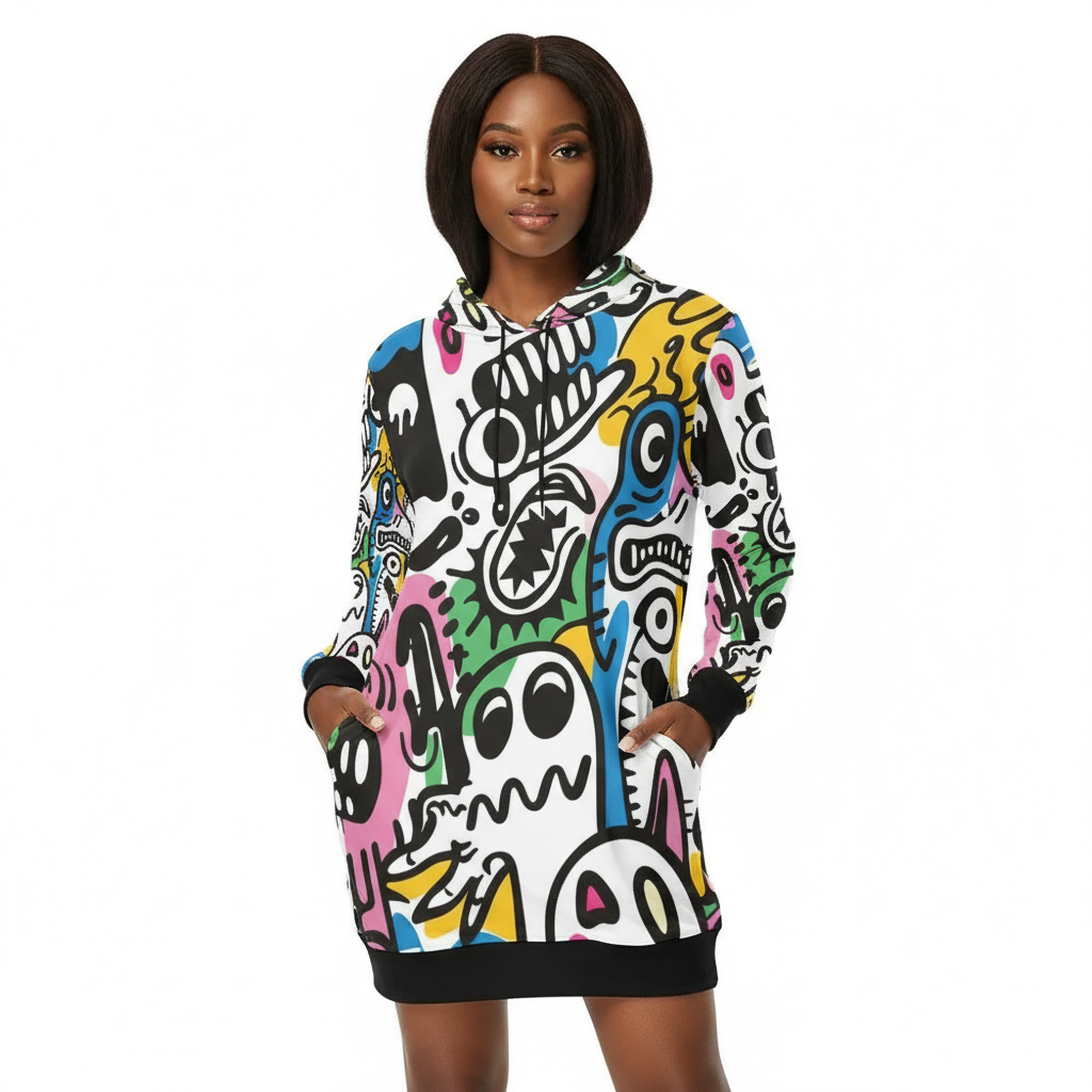 Women's All Over Print Hoodie Mini Dress (H27)