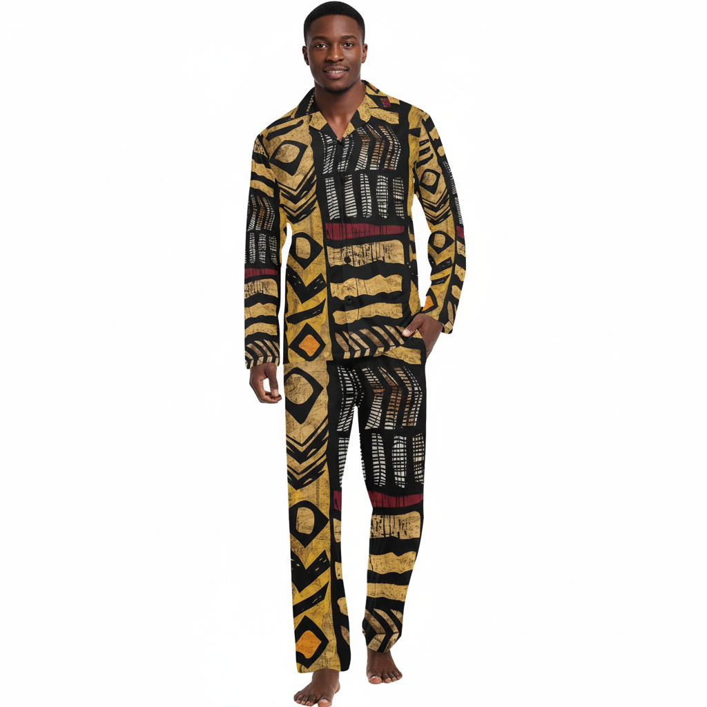 Men’s V-Neck Long Pajama Set