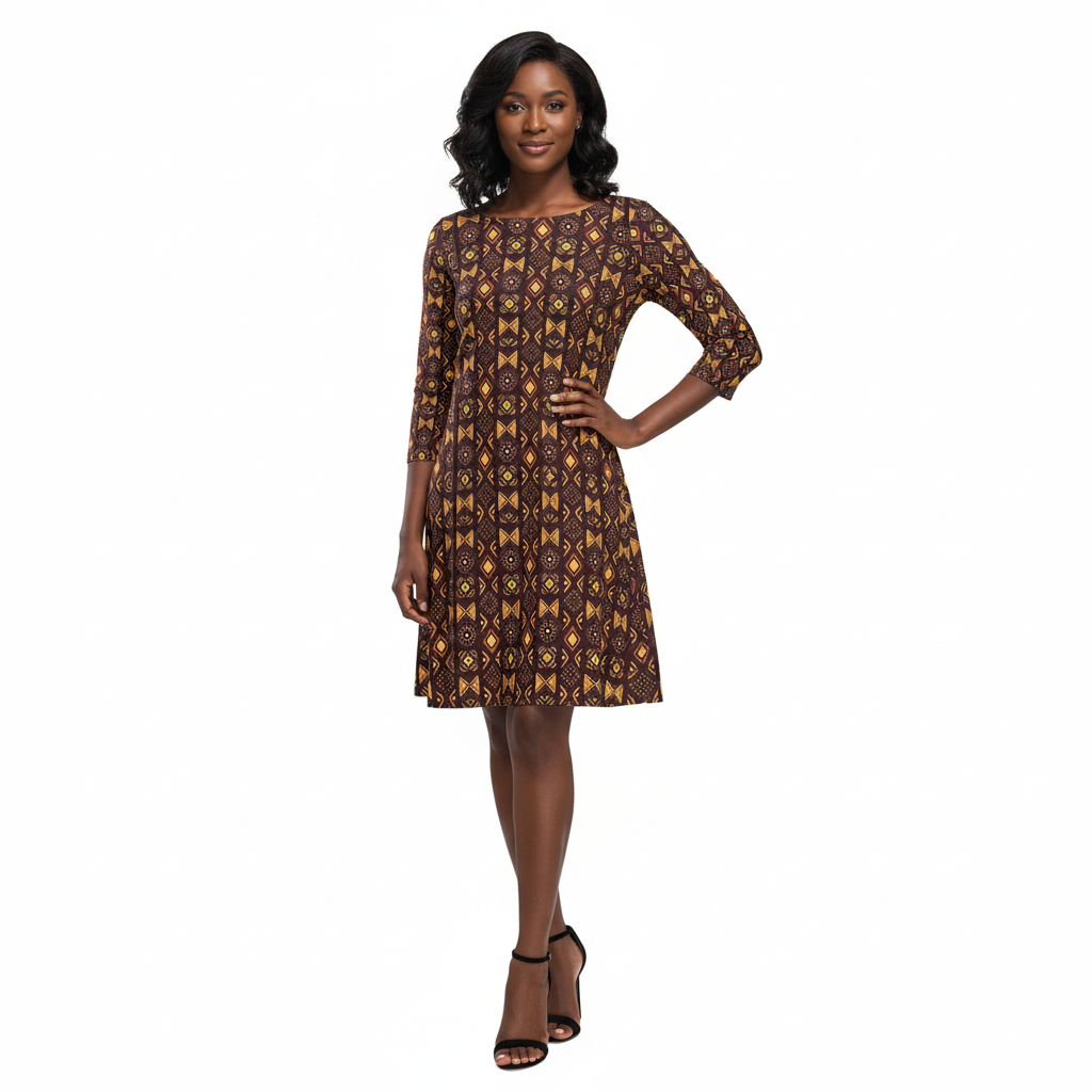 Women's Loose Round Neck Dress (Model D22)