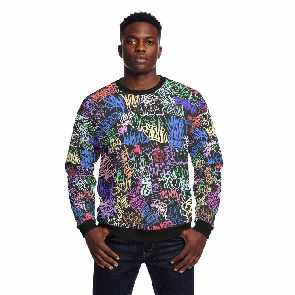 Men's All Over Print Fuzzy Sweatshirt (Model H18)