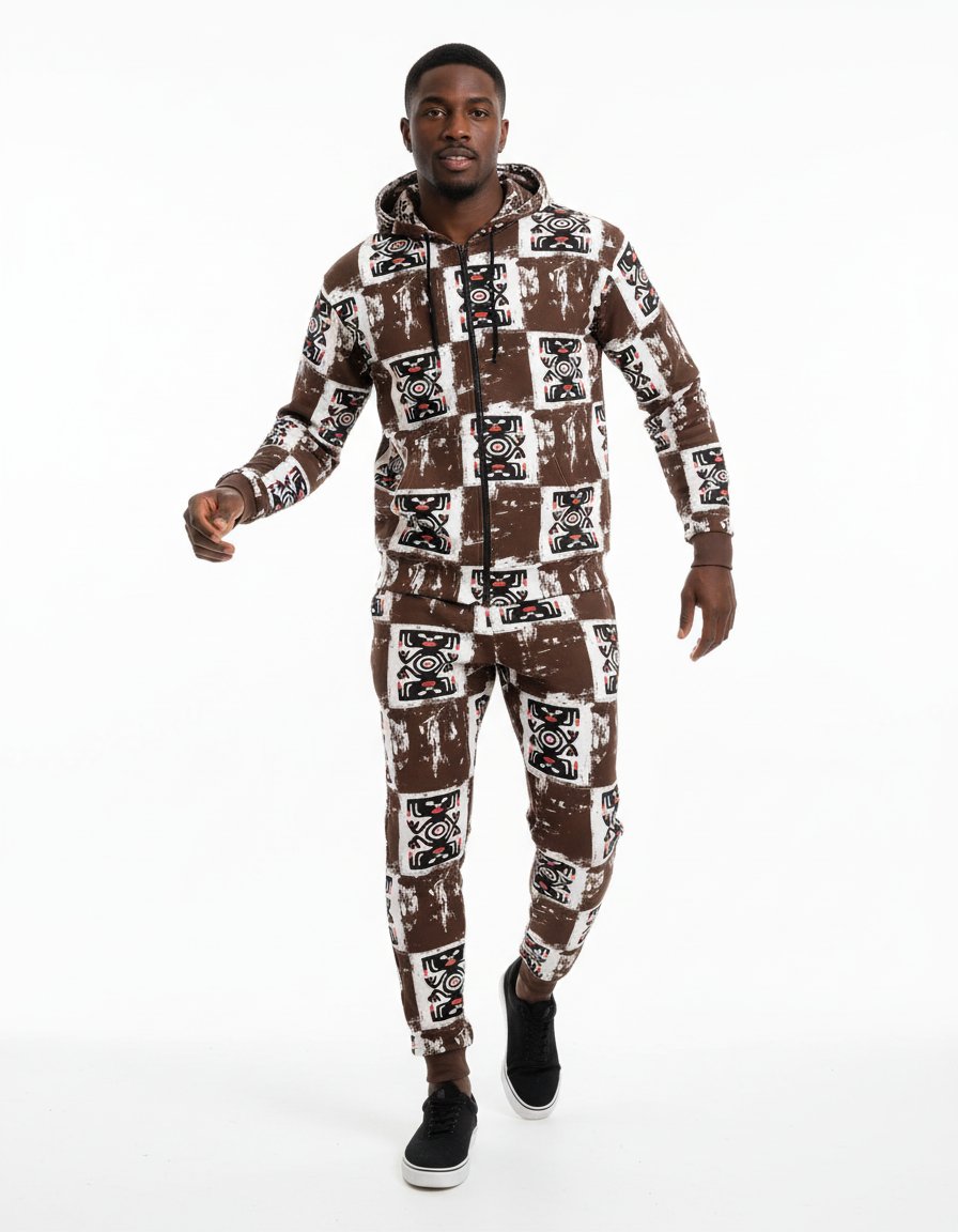 Men's All Over Print Full Zip Hoodie Set