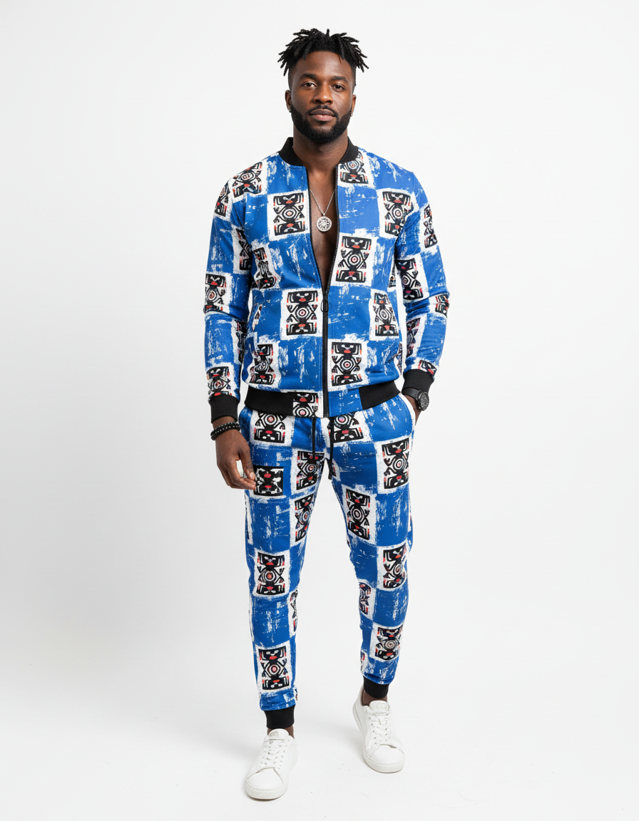 Men's All Over Print Bomber Sweat Suit